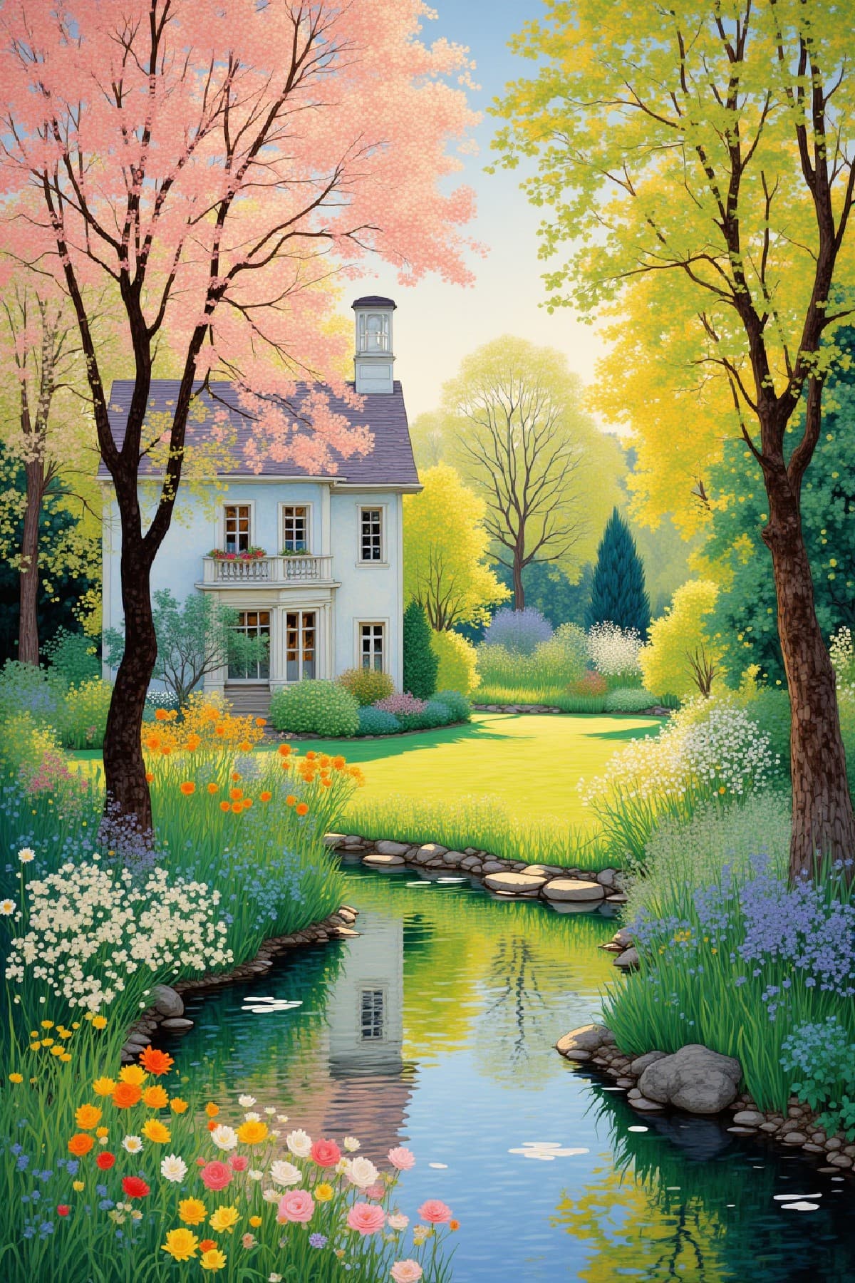 LightPoem. a illustration of a charming house nestled within