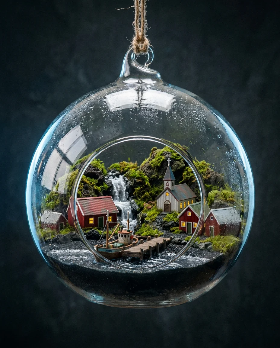 Icelandic Village in a Glass Bulb