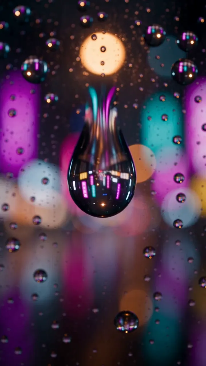 Raindrop Rack Focus to Neon City